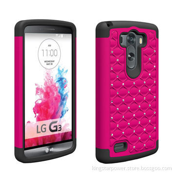 Diamond Studded Silicone Rubber Skin Hard Case for LG G3